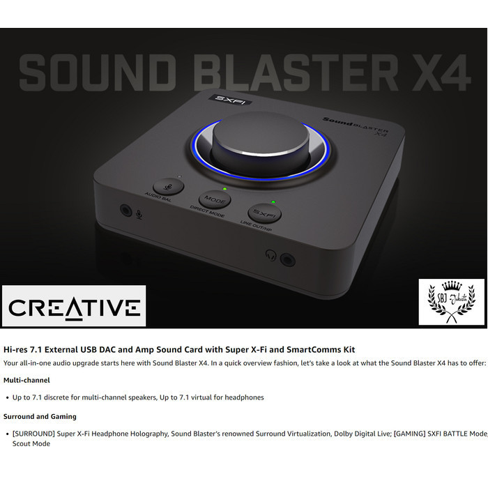 Creative Sound Blaster X3 Hi-Res 7.1 Usb Dac Amp Sound Card Ps4 Ps5 Pc