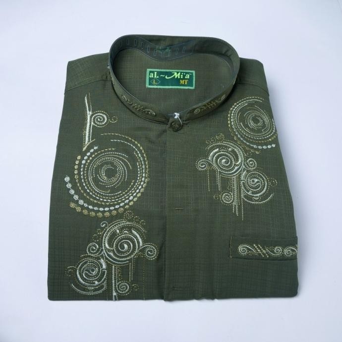 AL MIA BAJU MUSLIM KOKO PRIA DEWASA LENGAN PENDEK BORDIR KAIRO TERBARU MADARAHDIAN12
