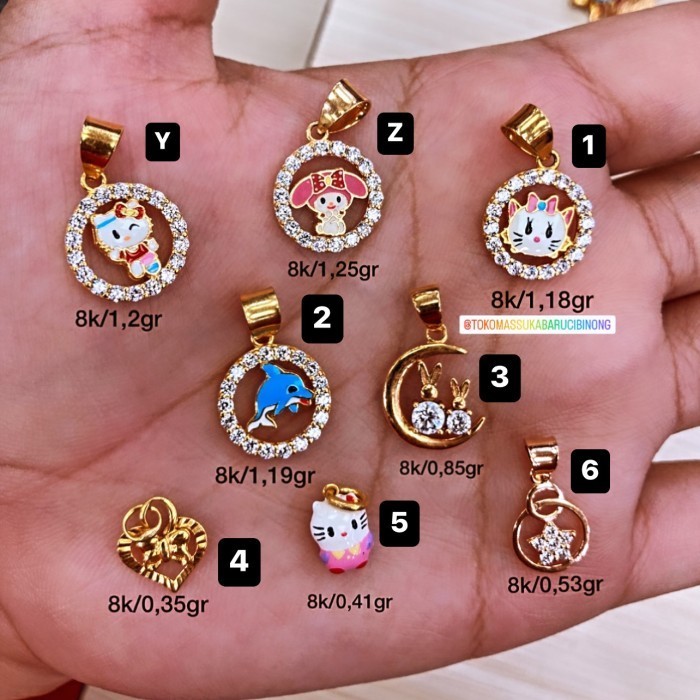 LIONTIN ANAK ANAK EMAS 8K CUTE/KARAKTER/TERMURAH (EMAS ASLI)