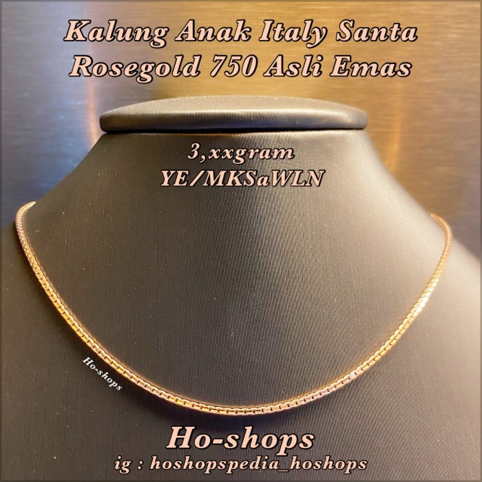 KALUNG ANAK / KALUNG PENDEK ROSEGOLD KADAR 750 ASLI EMAS