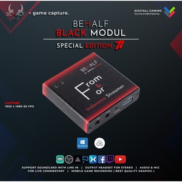 Behalf Black Modul Game Capture / Hdmi Capture Live Streaming Game