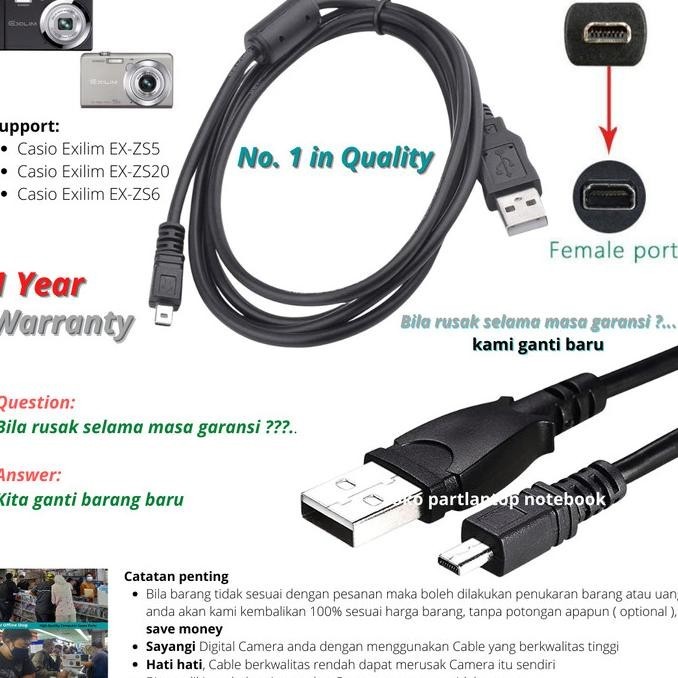 Kekinian USB cable charger Casio Exilim EX-ZS5 EX-ZS20 EX-ZS6 kabel data 