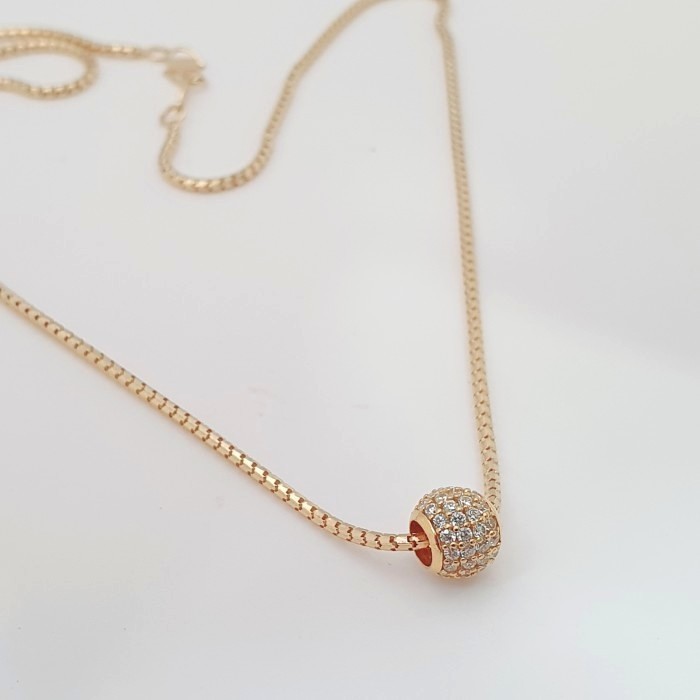 KALUNG MILANO + LIONTIN BOLA EMAS ASLI KADAR 375 GOLD 500