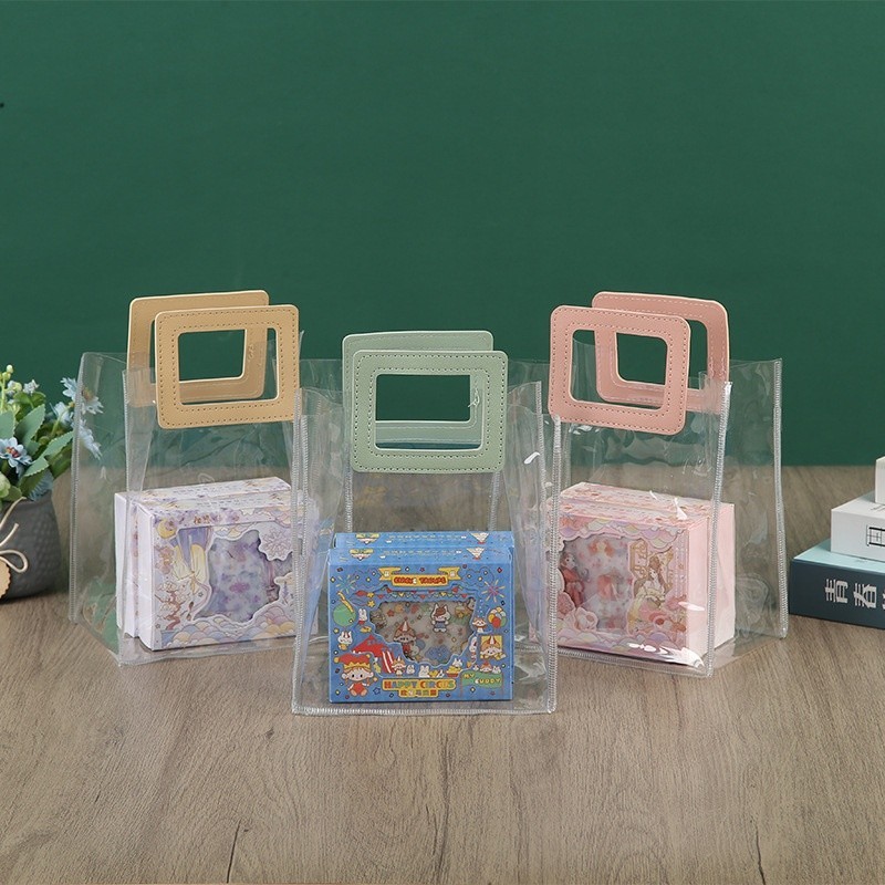 

AKB Tas PVC Hampers Transparant Serbaguna Goodie Bag Handle Leather Mika Handbag Gift Souvenir Murah