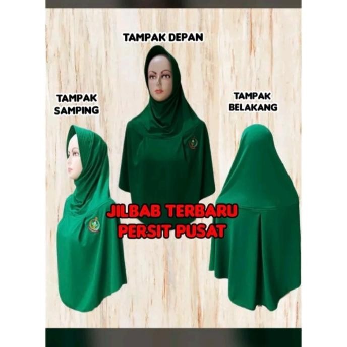 Jilbab Pso Syari Syar'I Terbaru Mupus Logo Persit Jersey Tebal Hijau