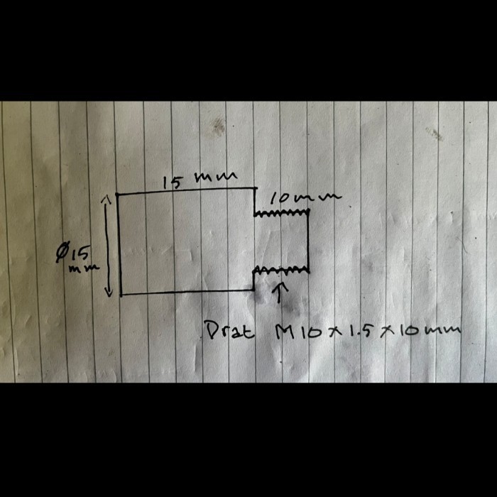 Ready AS SOLID DRAT M10, PITCH 1.5, PANJANG DRAT 10MM. PANJANG TOTAL 25mm