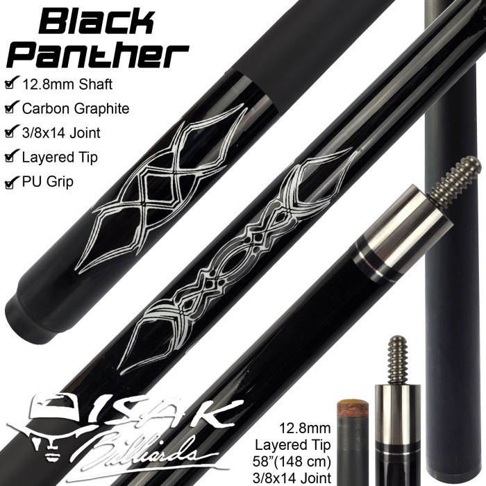 Black Panther Carbon Graphite Pool Cue 12.8 mm Billiard Stick Biliar -14A