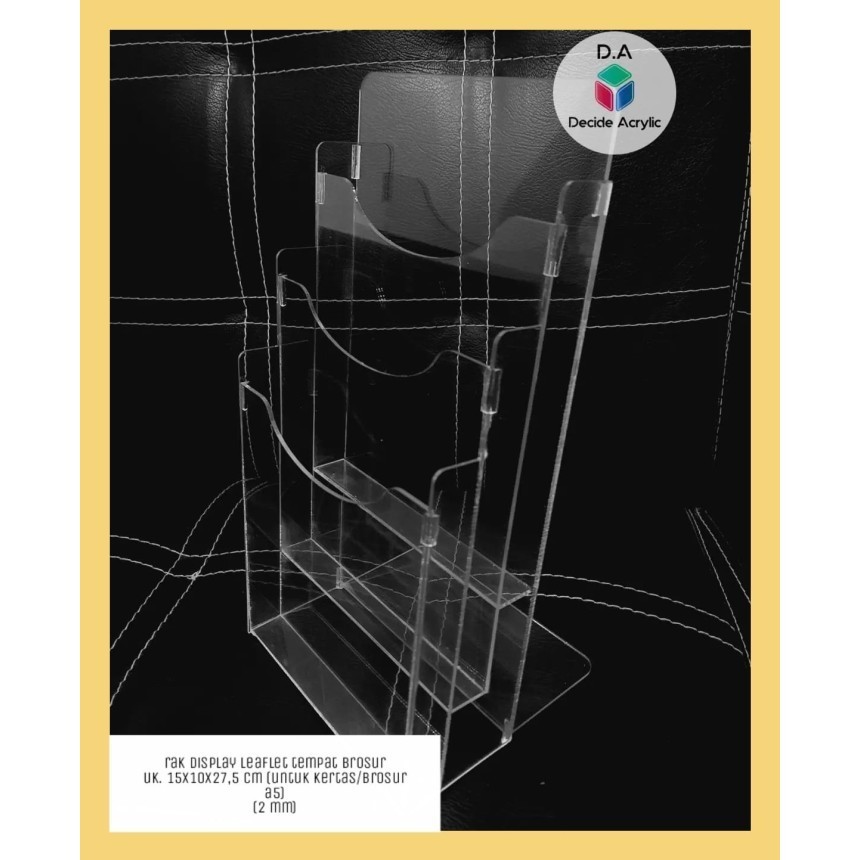 

HARGA DISC - Akrilik Tempat Brosur Leaflet 3 Susun Sign Holder Uk. A6 A5 A4