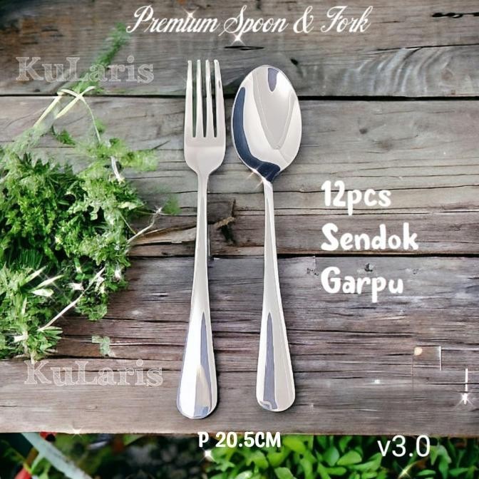 12Pcs Sendok Garpu Makan Stainless Premium Hotel Restoran Tebal