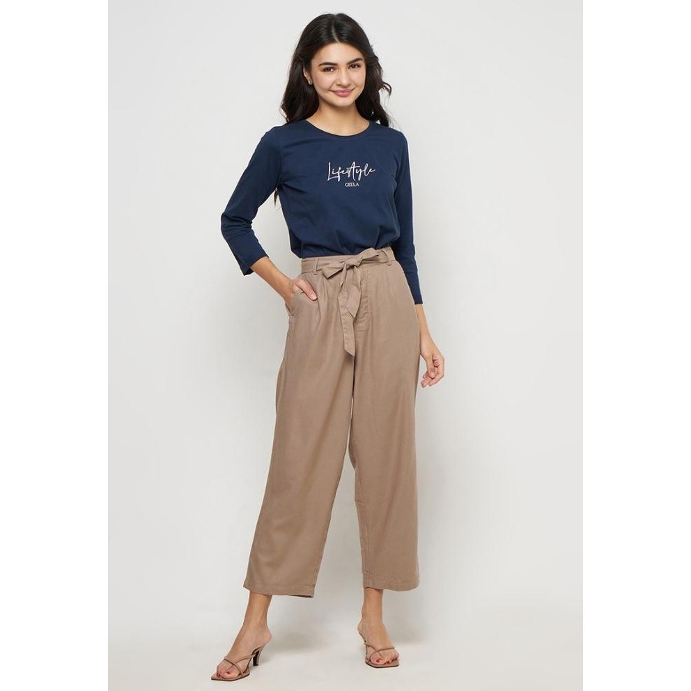Geela Official - String Straight Leg Pants Taupe 3210 (G.3210)