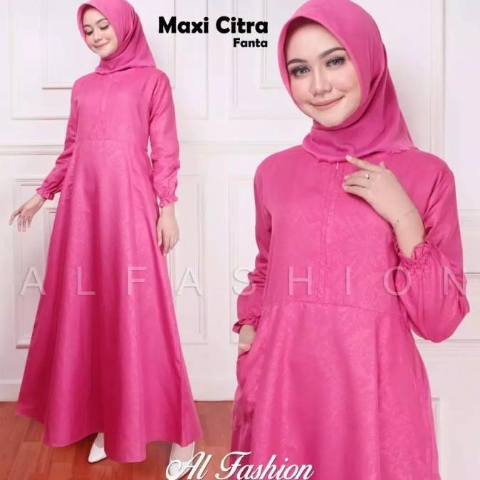 Citra - Dress Gamis Jumbo Xl Maxi Busui Bahan 100% Katun Merah Fanta
