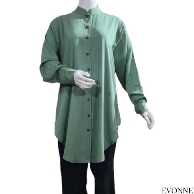 Evonne Atasan Baju Wanita Enrica Tunik Rayon Jumbo E-157 - Hijau Army
