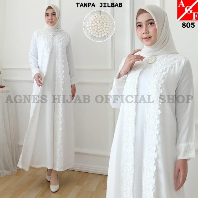Baju Gamis Wanita / Gamis Jumbo / Gamis Putih / Baju Muslim #805 Jmb