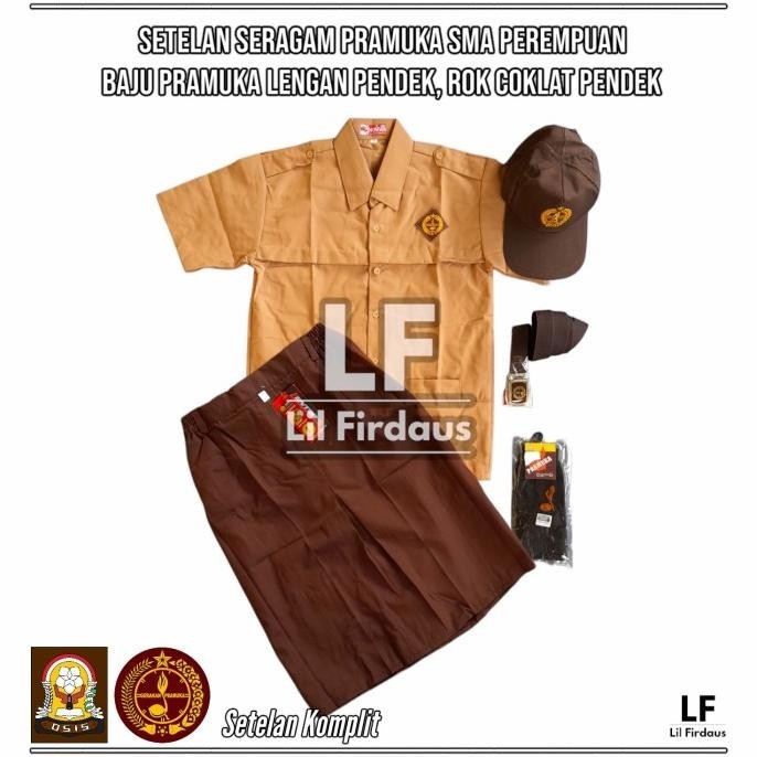 Setelan Seragam Pramuka Sma Putri Baju Pramuka Pendek Rok Pendek