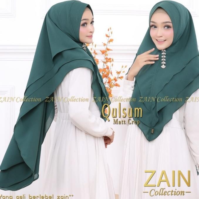 Qulsum Khimar Syari 3 Layer Diamond Crep Hijab Instan Zain Collection