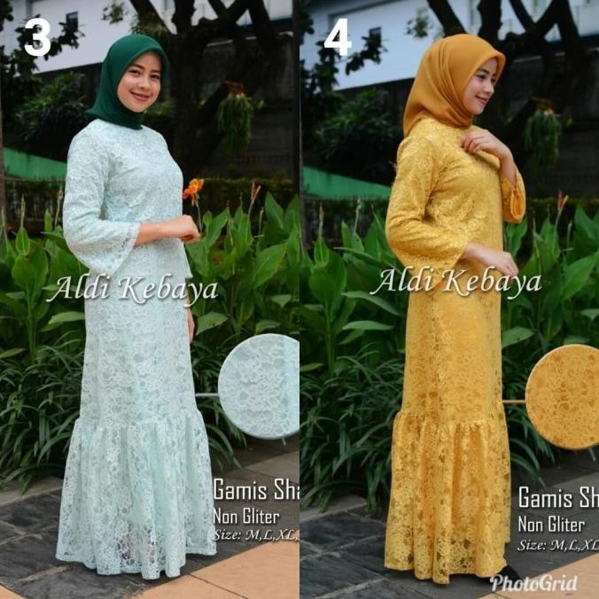 Kebaya Modern Brukat Gamis Shanum Navy Dan Hitam