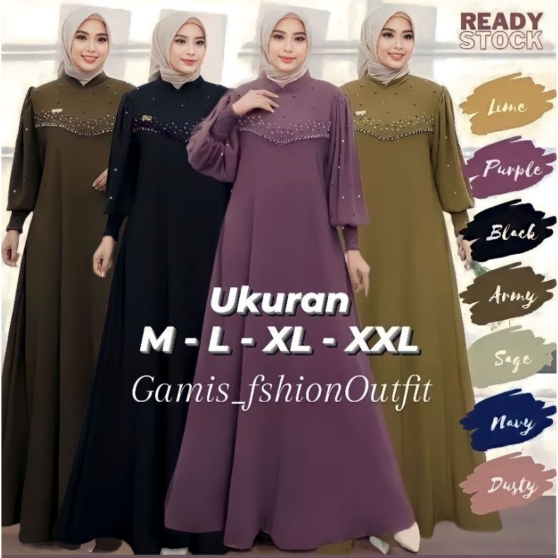 Baju Muslim Wanita Terbaru 2024 Dress Lebaran Perempuan Muslimah Mididress Maxidress Maxi Brokat Gam