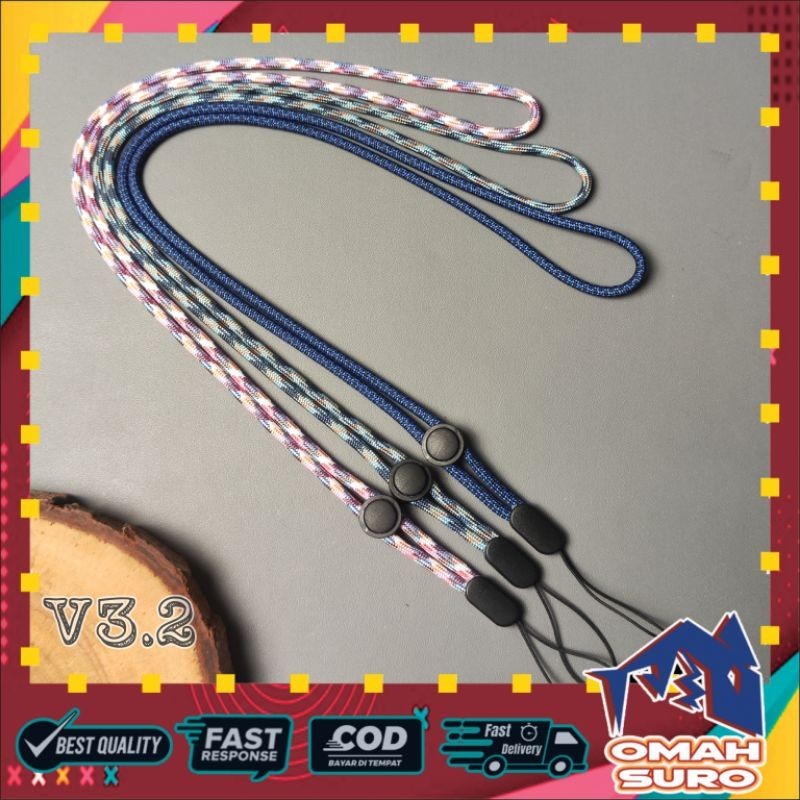 V3.2 LANYARD TALI PARACORD/KALUNG/GANTUNGAN HP/ID CARD/NAME TAG/KAMERA