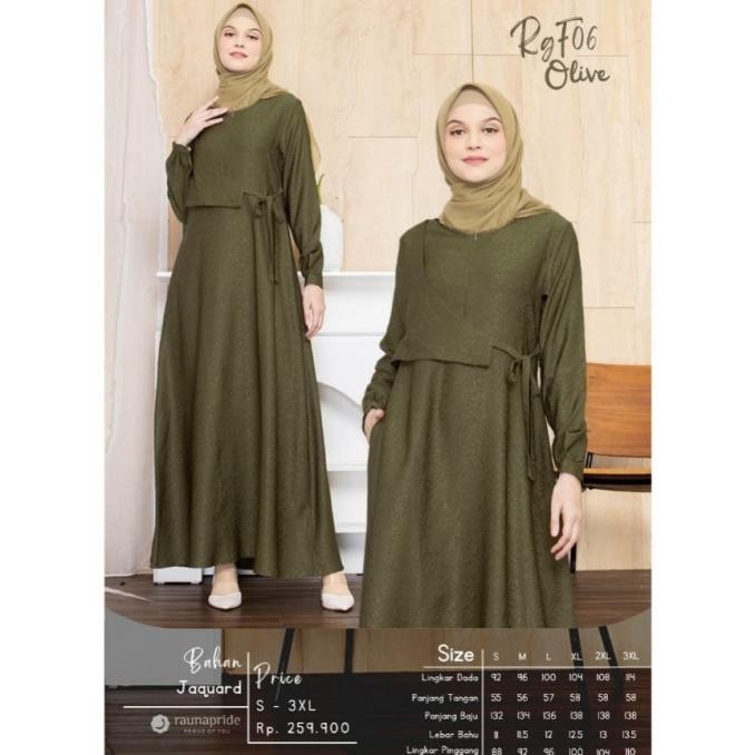 Baju Gamis Wanita Muslim Dress Rgf 06 Jaquard Polos Rauna
