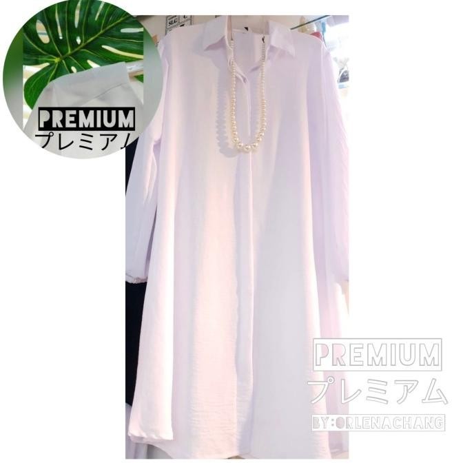 Premium Kemeja Putih Wanita Long Tunik Airflow Import Isyana