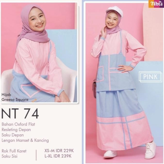 Baju Setelan Rok Anak Perempuan Remaja Muslim Nt 074 Cewek Nibras Teen