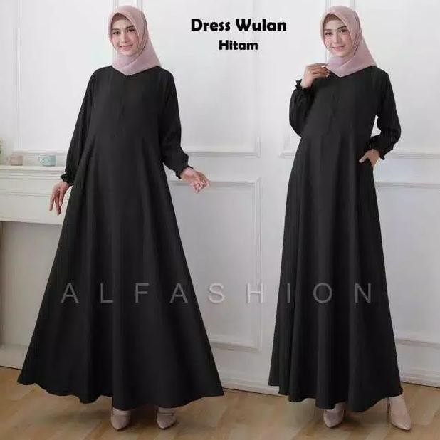 Dress Gamis Wulan Busui Jumbo Xl Warna Polos Hitam