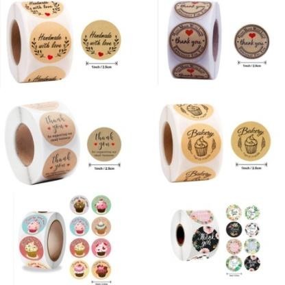 

Label Stiker Dekorasi Segel Kemasan Packaging / Stiker Roll Isi 500 Pcs