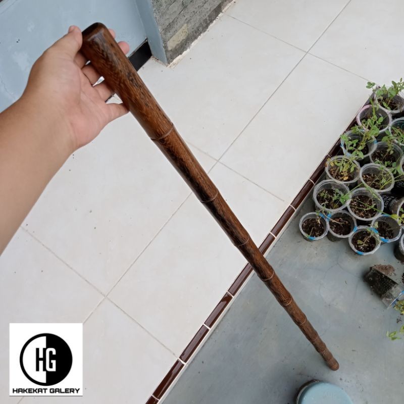 tongkat jalan kayu kelor jawa asli motif bambu lurus h455