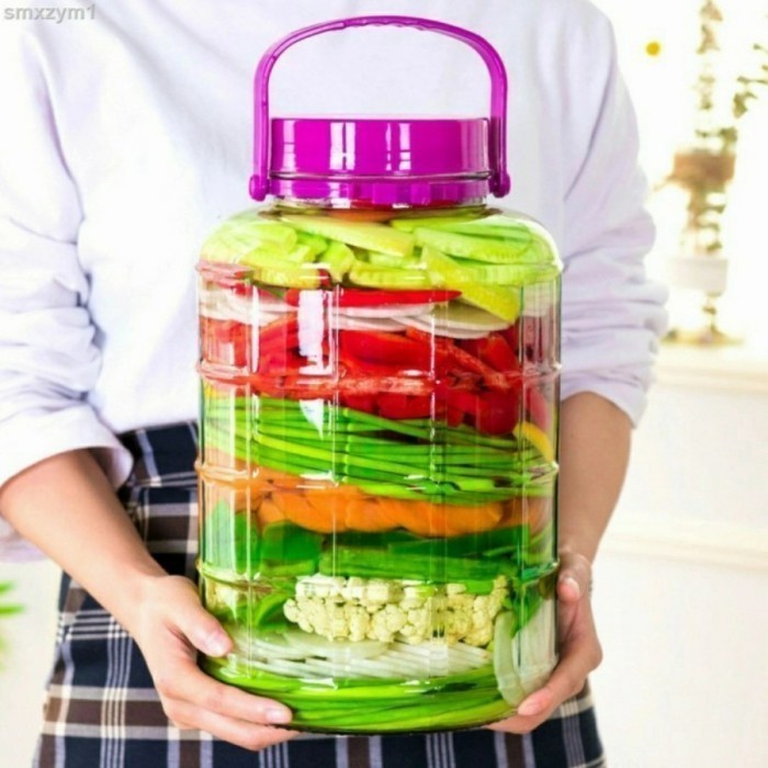 Toples Kaca Ungu Gagang Jumbo Besar 20L Asinan Manisan Canister Jar