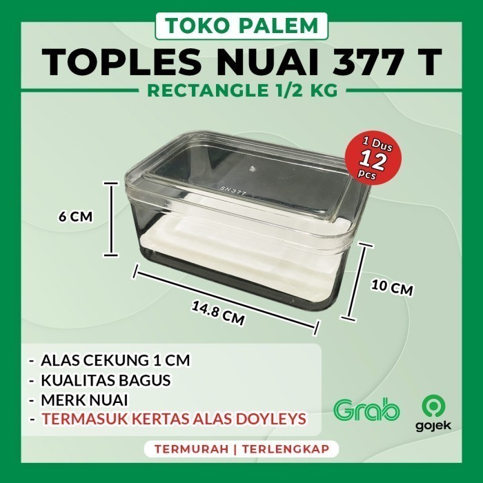 Toples Kue Kering Persegi / Toples Kue Nastar / 1/2 kg NUAI 377T