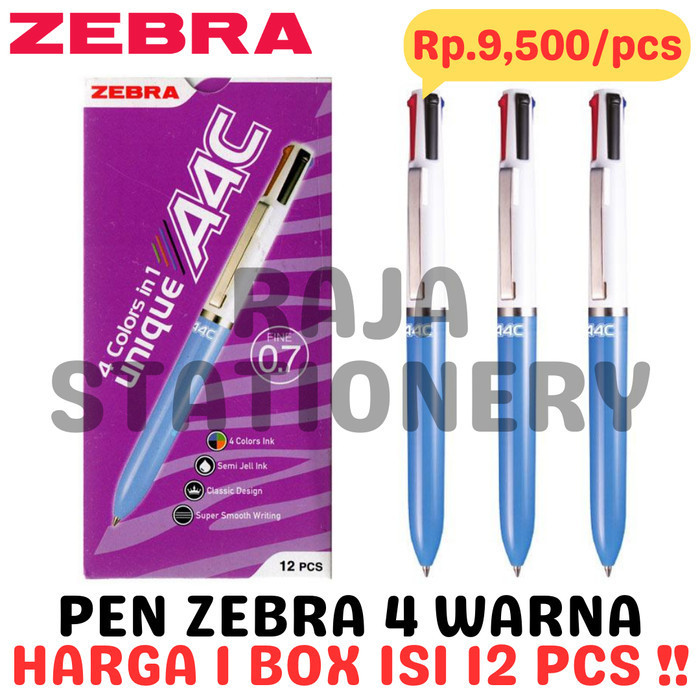 

Zebra Semi Gel Pen 4 Colours Bolpen Pulpen 4 Warna Zebra A4C [12Pcs]