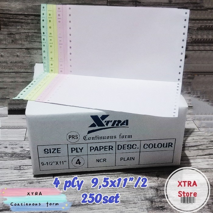 

Kertas 4Ply Continuous Form 9.5X11''/2 250Set