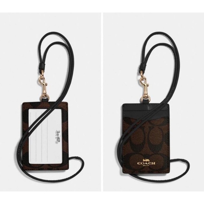 

100% Authentic Coach Id Lanyard Black Brown Signature