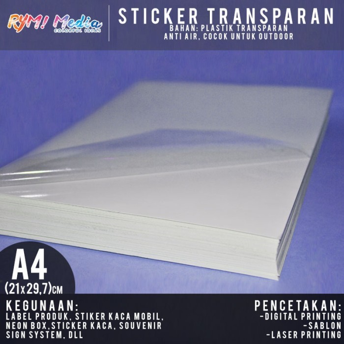 

Kertas Sticker Transparan A4 (1 Rim/500 Lembar)