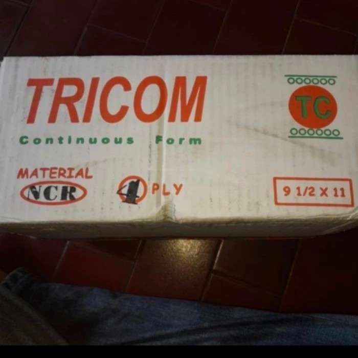 

Kertas Continuous Form 4 Ply 9,5 X 11 Warna