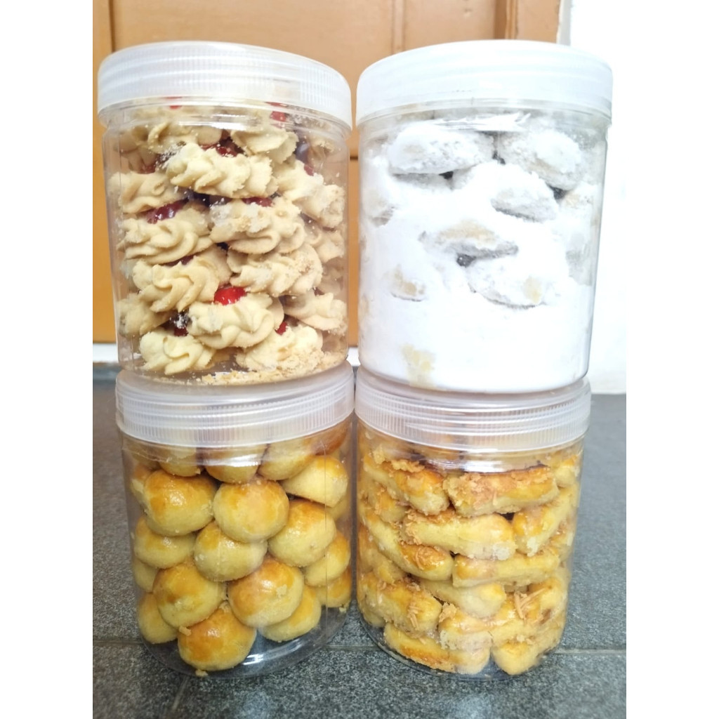

MJS Kue Kering Kuker Tabung Toples Nastar Putri Salju Kastangel Parcel Hamper Lebaran Natal