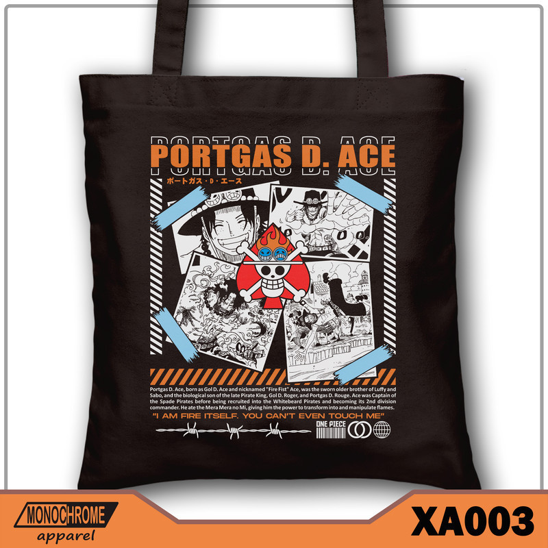 XA003 Totebag Tote bag Kanvas Premium Anime Jepang One Piece Portgas D. Ace
