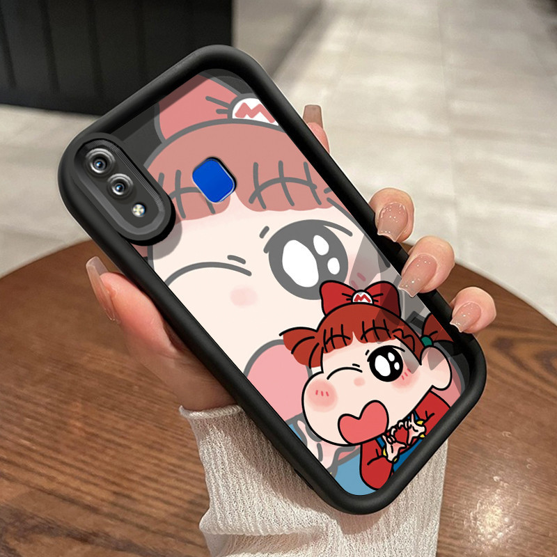 Casing Hp VIVO Y95 Y93 Y93s Y91 Y91i Case pola Crayon desain HP lensa HP Softcase kamera Sepasang Ca