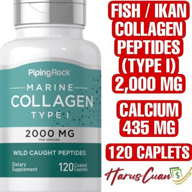 Piping Rock Marine Collagen Type I 2000 mg 120 Tablets Fish Peptides