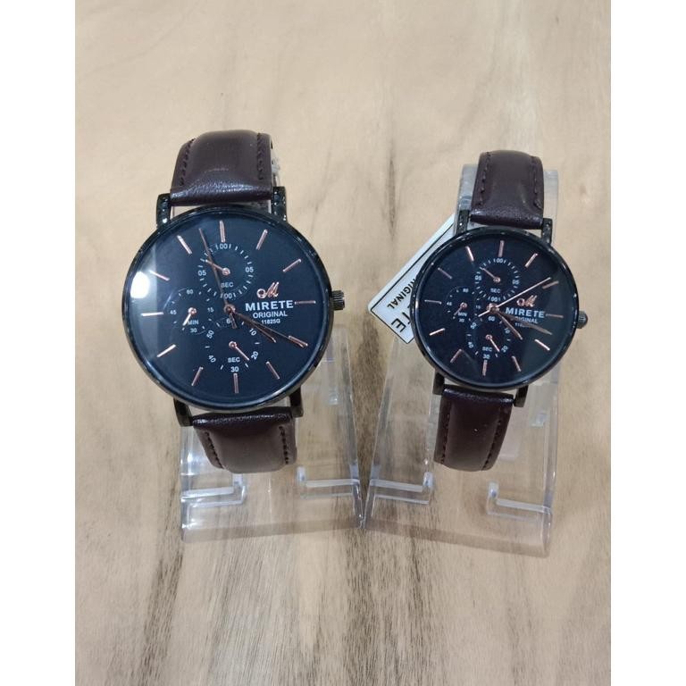 Diskon Jam Tangan Couple Original Mirate Pria-Wanita Bahan Tali Kulit (Cod) Bisa Cod