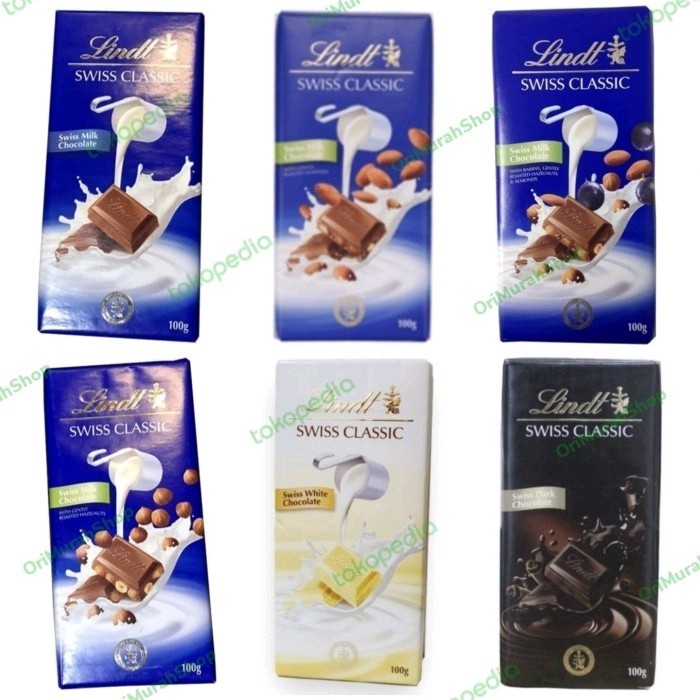 

Lindt Swiss Classic Chocolate Lk Almond Hazelnut Raisin Dark Coklat