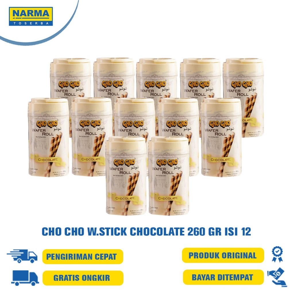 

Cho Cho Wafer Sti Roll Strawberry, Chocholate,Coconut 260 Gr Dapat 12/Wafer Kaleng/Wafer Lebaran