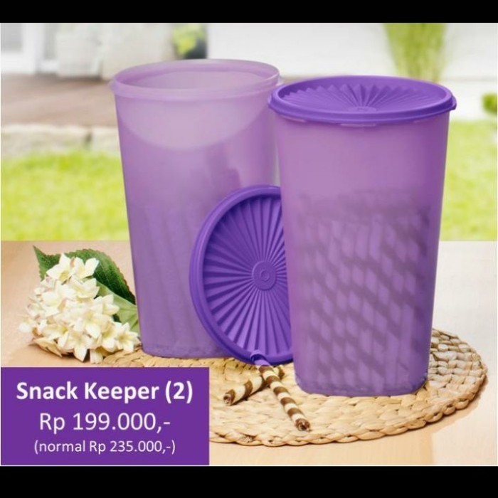 Toples Ungu Cantik Tupperware Snack Keeper Kedap Udara Kedap Air