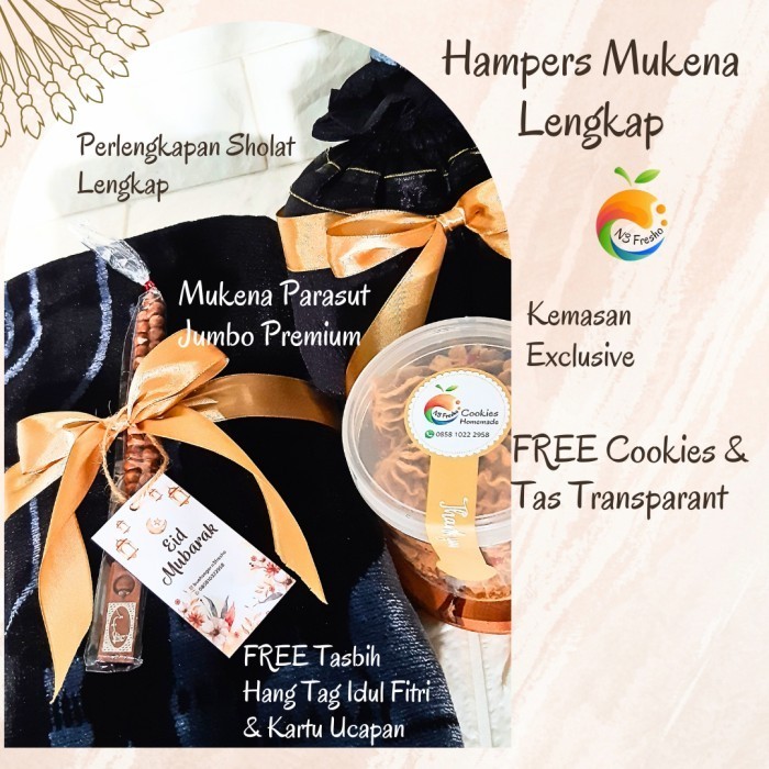 

Hampers Parsel Perlengkapan Sholat Wanita Mukena Sajadah Sarung Pria