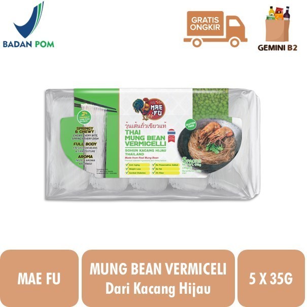 

Mae Fu Thai Mung Bean Bihun / Soun / Vercelli 175Gr 5Sx35Gr
