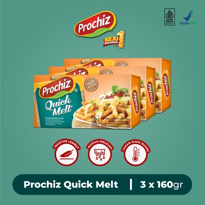 

Keju Prochiz Qui Melt 160 Gr Triple Pa