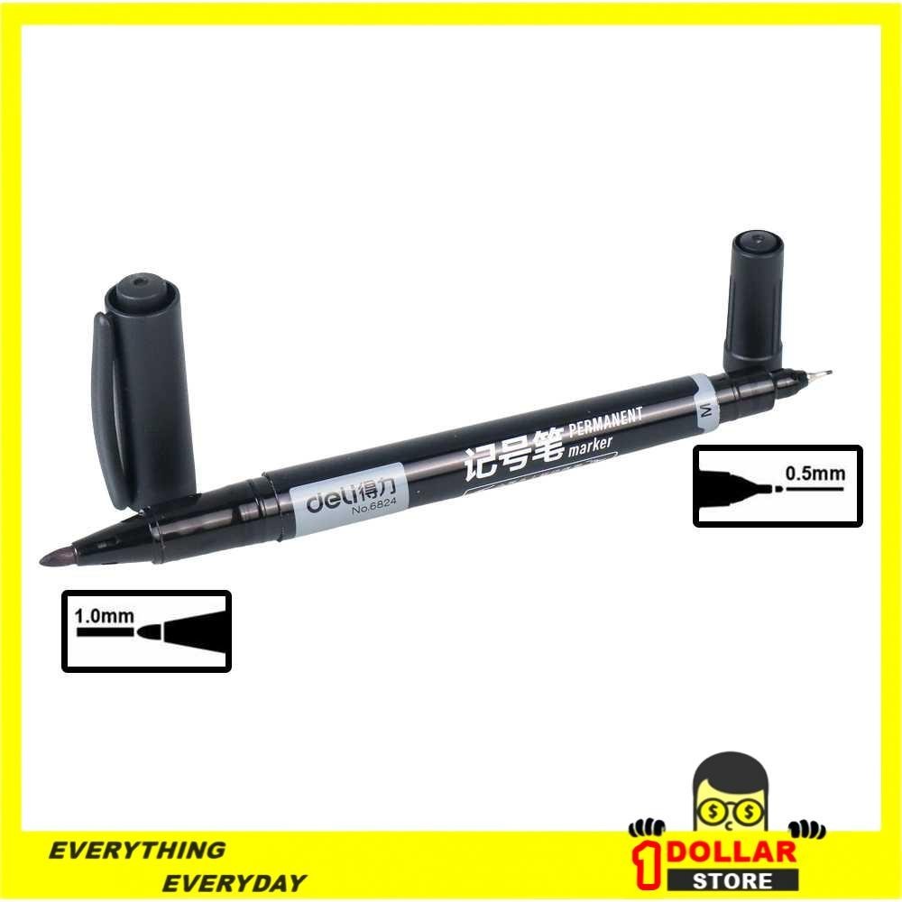 

$1 Deli Pena Permanen Dual Head Tip Marker Pens Waterproof