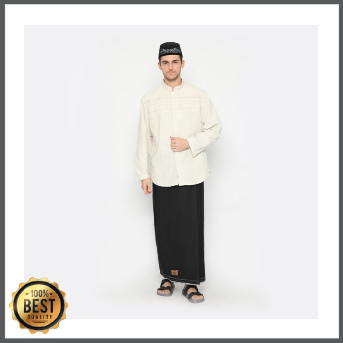 Promo Sarung Atlas Premium 750 Tumpal Kembang Warna Polos Hitam Diskon