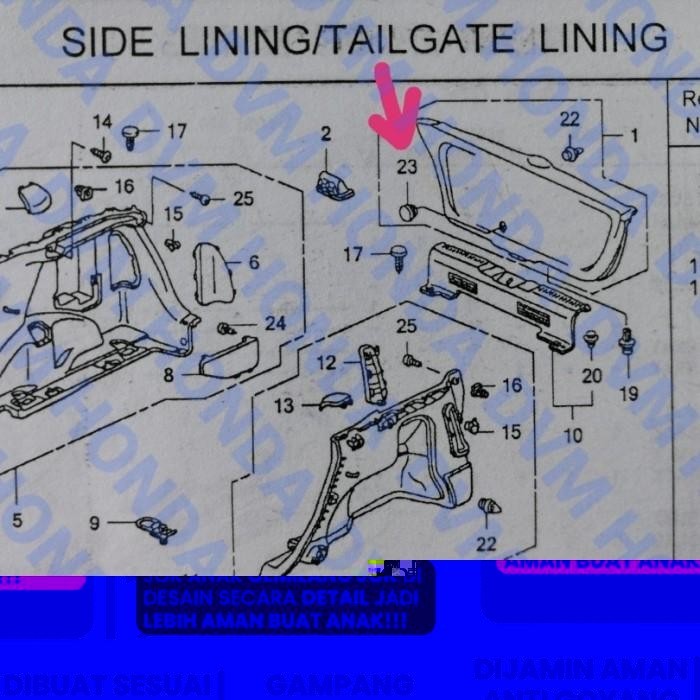 COVER/TUTUP DOORTRIM BAGASI BULAT HITAM ORIGINAL JAZZ GD