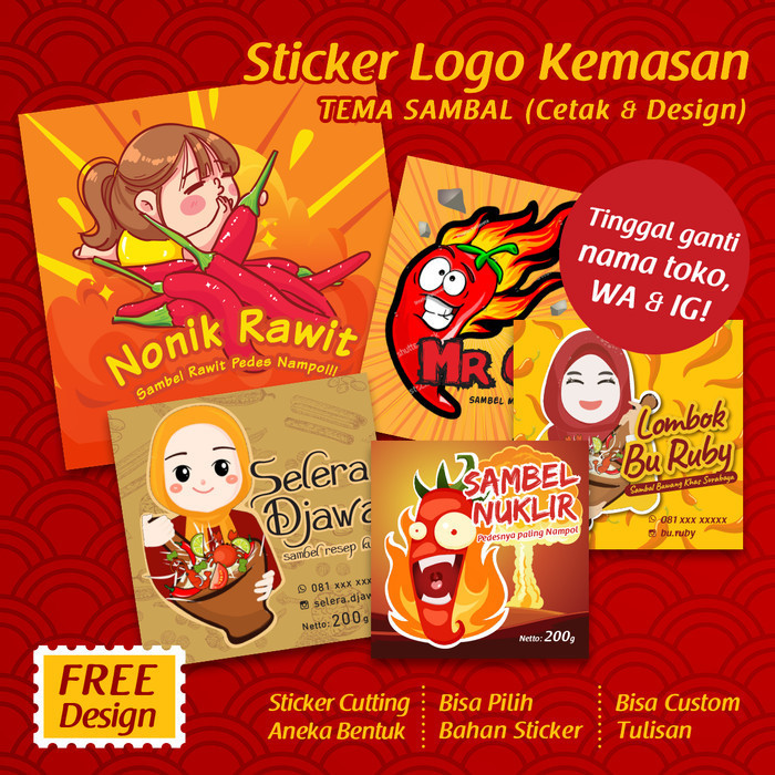 

:>:>:>:>] [Isi 48-100Pcs]Sticker Label/Sticker Logo/Cetak Sticker/Sticker Sambal